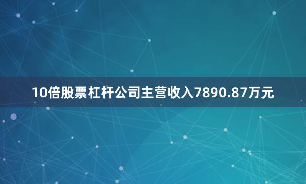 10倍股票杠杆公司主营收入7890.87万元