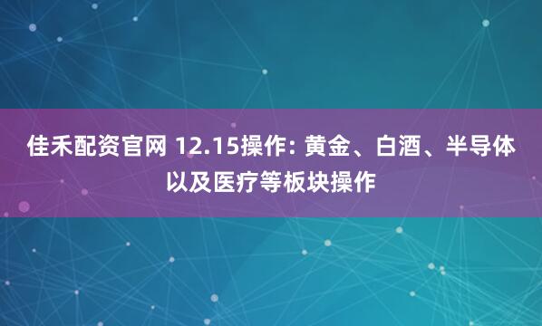 佳禾配资官网 12.15操作: 黄金、白酒、半导体以及医疗等板块操作